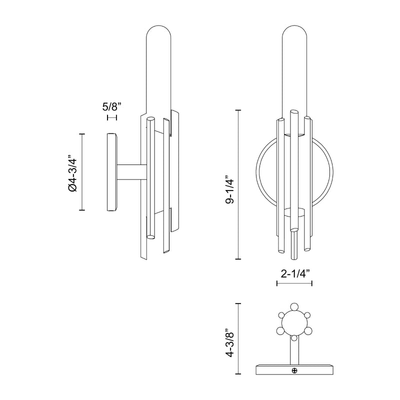 Alora WV335409 Torres 1-lt 9" Tall Wall Sconce
