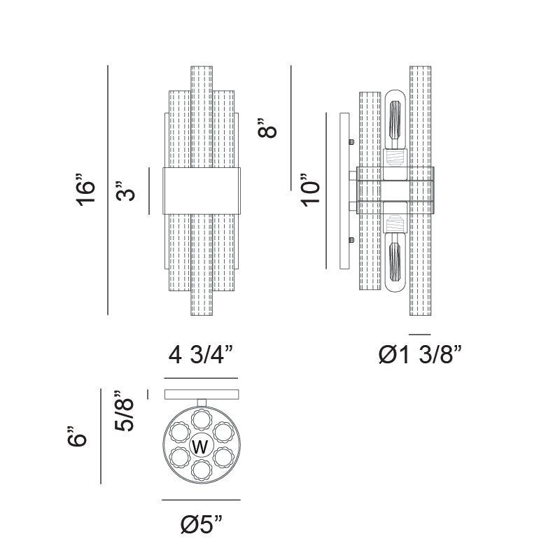 Matteo W66902 Kellan 2-lt 16" Tall Wall Sconce