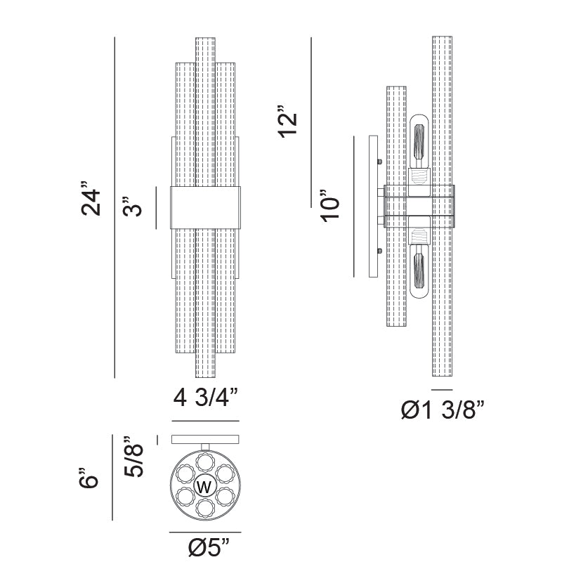 Matteo W66912 Kellan 2-lt 24" Tall Wall Sconce
