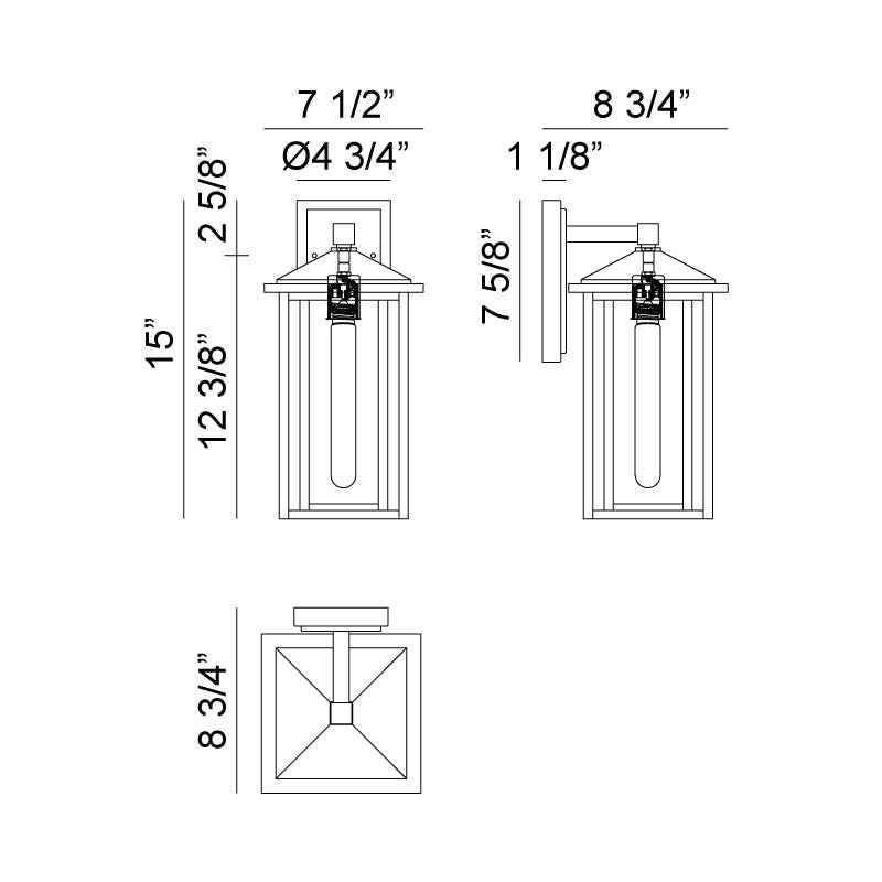 Matteo W81201 Caldwell 1-lt 15" Tall Outdoor Wall Light