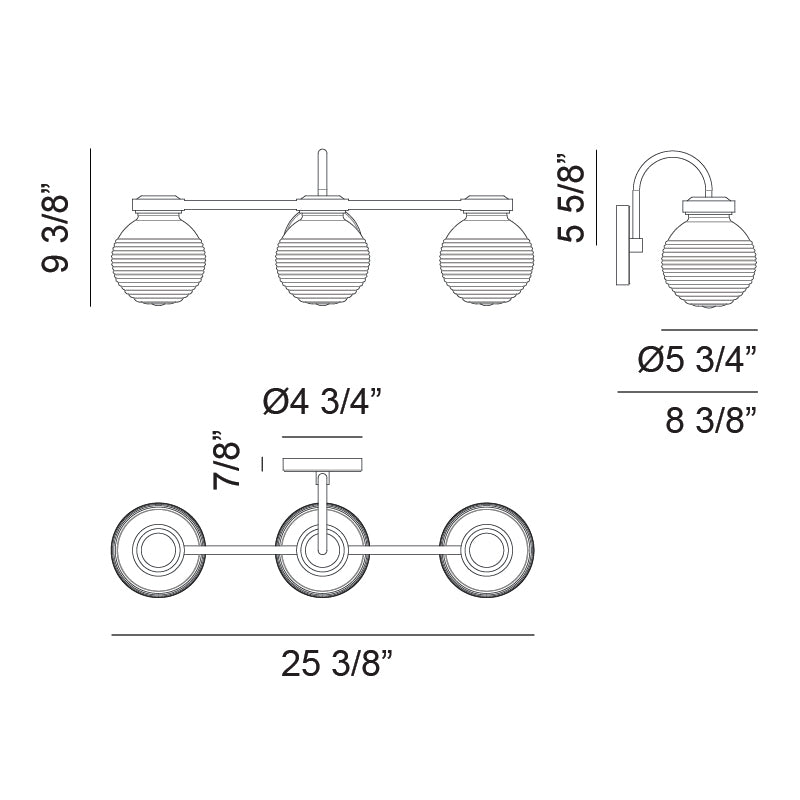 Matteo W84003 Ridge 3-lt 25" Wall Sconce