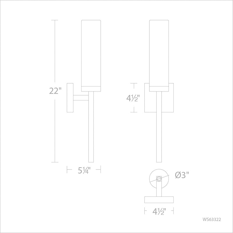 dweLED WS-63322 Saltaire 1-lt 22" Tall LED Wall Sconce