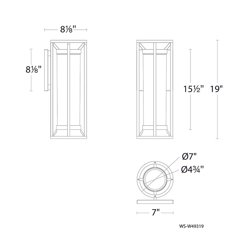 dweLED WS-W49319 Roslyn 1-lt 19" Tall LED Outdoor Wall Sconce