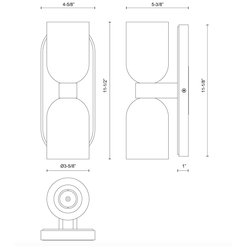 Alora WV338902 Lucian 2-lt 12" Tall Wall Sconce