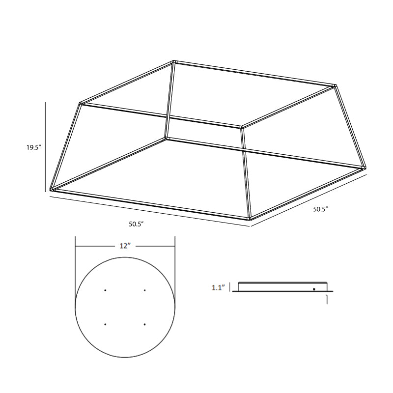Koncept ZBP-48-RS Z-Bar Rise Square 8-lt 51" LED Pendant