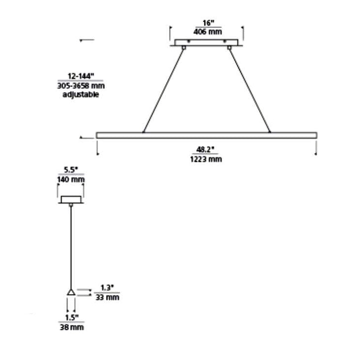 Visual Comfort 700LSDES48 Dessau 1-lt 48" LED Linear Suspension