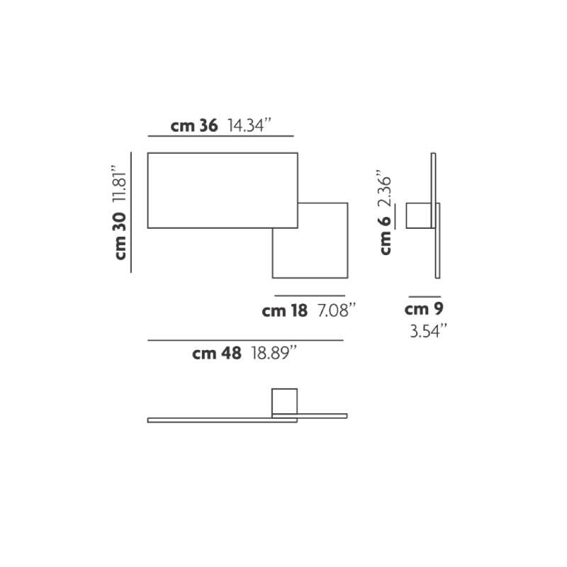 Studio Italia Design 14643 Puzzle 2-lt 19" LED Square & Rectangle Ceiling/Wall Light