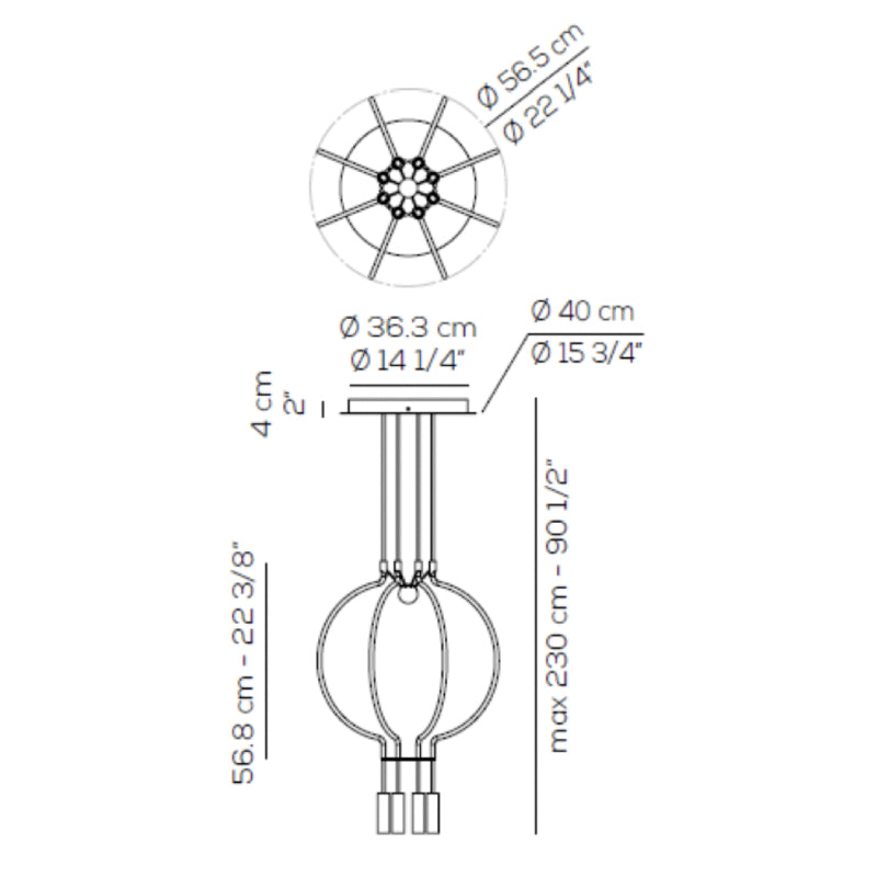 Axo USLIAIP8 Liaison 8-lt 22" LED Pendant