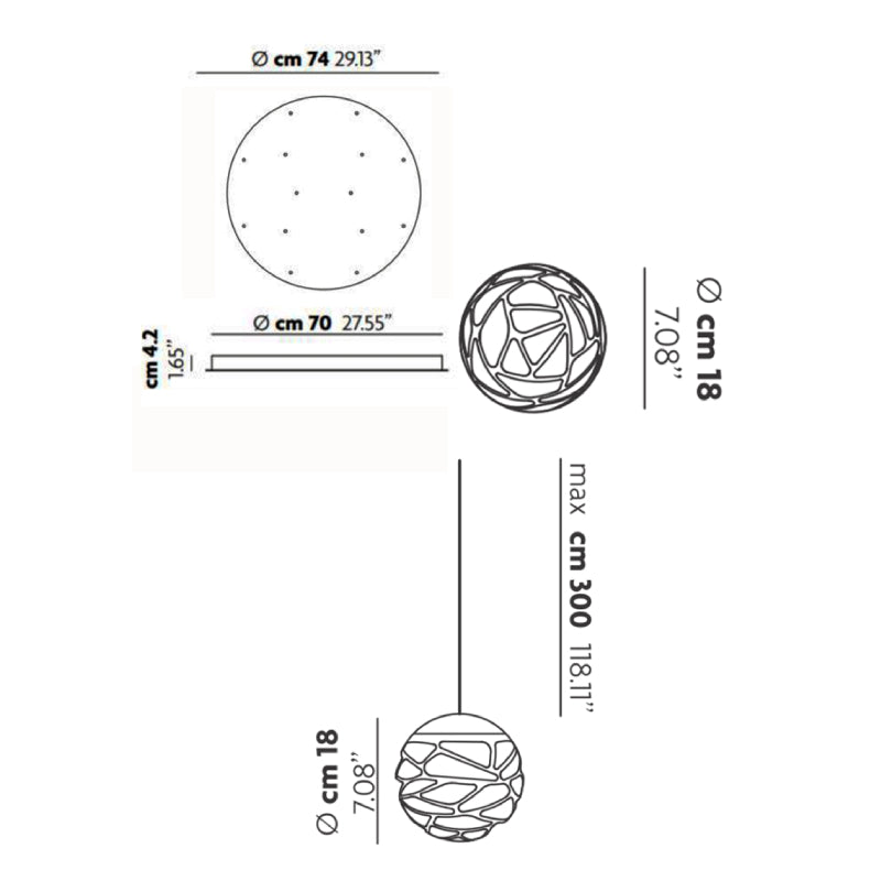 Studio Italia Design 14710 Kelly Cluster 14-lt LED Pendant with Canopy