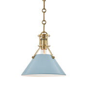 Hudson Valley MDS351 Painted No. 2 1-lt 10" Pendant - Aged Brass/Blue Bird
