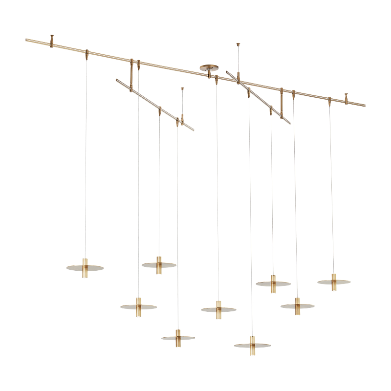 Visual Comfort 700PNT9 Mini Ponte 9-lt 96" LED Chandelier with Surface Canopy