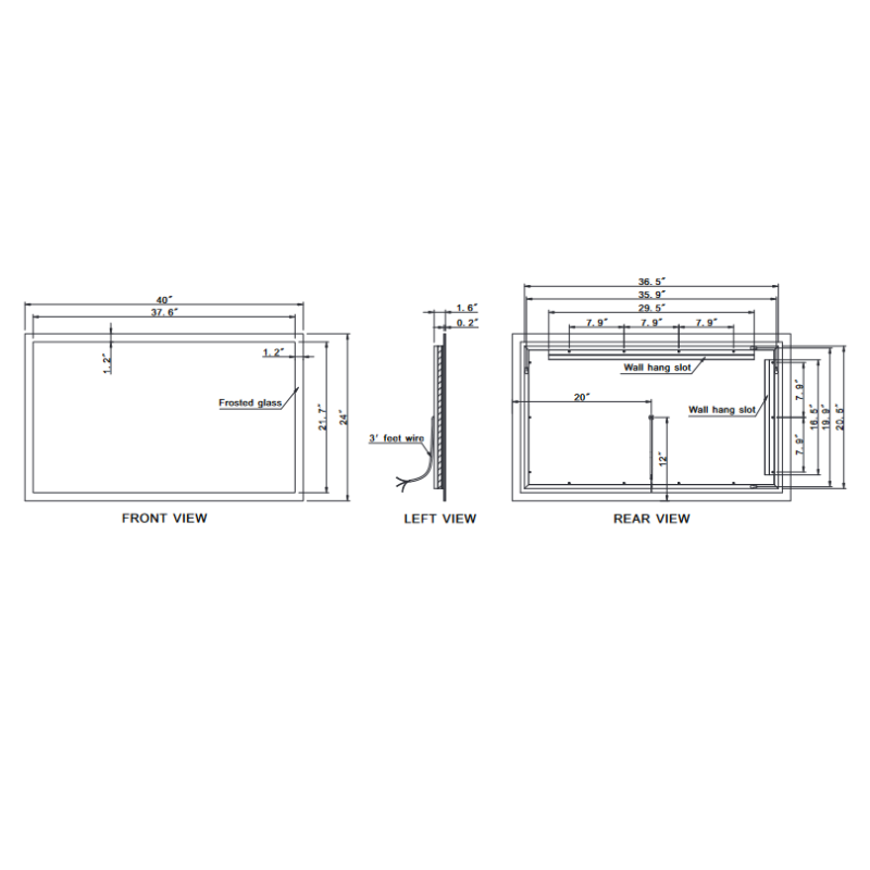 Paris Mirror Rectangle 40 x 24 Rectangle LED Illuminated Mirror, RGB