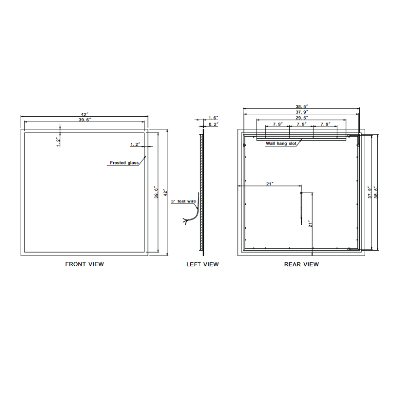Paris Mirror Rectangle 42 x 42 LED Backlit Mirror, RGB
