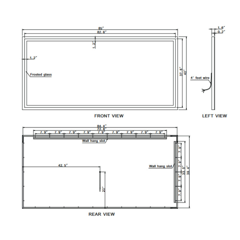 Paris Mirror Harmony 85 x 40 Rectangle LED Illuminated Mirror