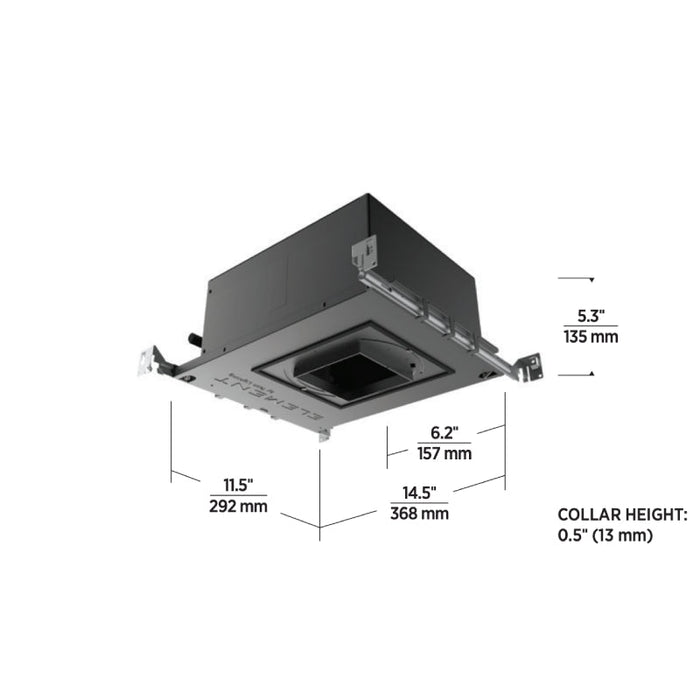Element E4PS Pro 4" 8W LED Square Adjustable Downlight Non IC New Construction Housing