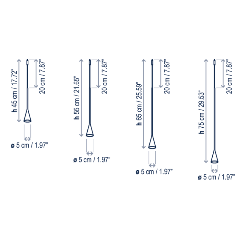Bover Skybell Linear S/5L/22 5-lt 51" LED Pendant, Up and Down Light