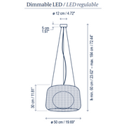 Bover Fora S 1-lt 20" LED Outdoor Pendant, 0-10V