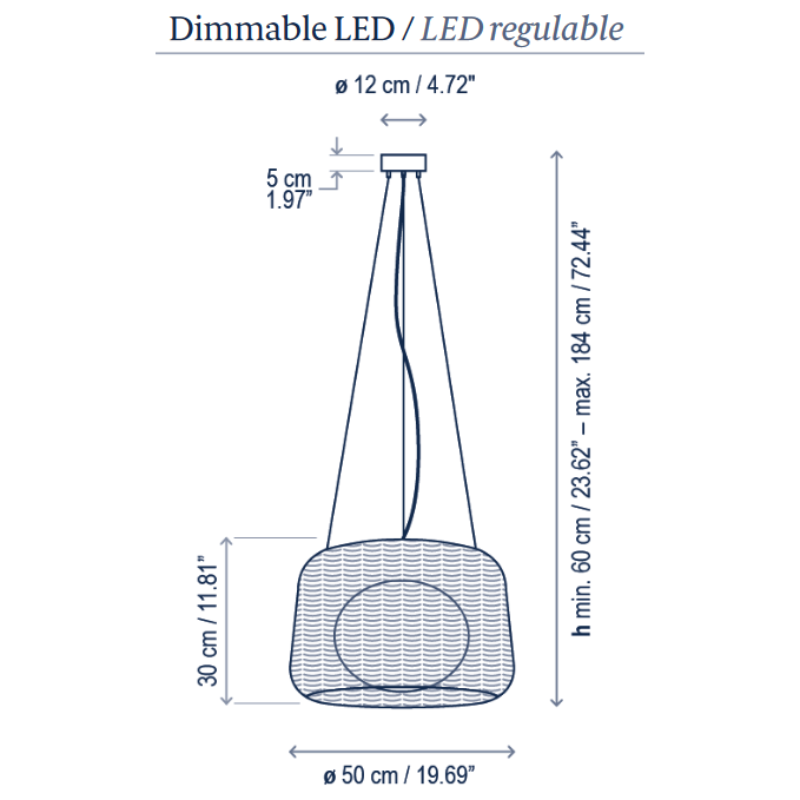 Bover Fora S 1-lt 20" LED Outdoor Pendant, 0-10V