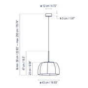 Bover Tanit S/43 1-lt 17" LED Pendant, TRIAC