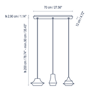Bover Tibeta Set 3 3-lt 28" LED Pendant