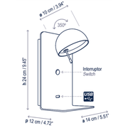 Bover Beddy A/02 1-lt 9" Tall LED Wall Sconce