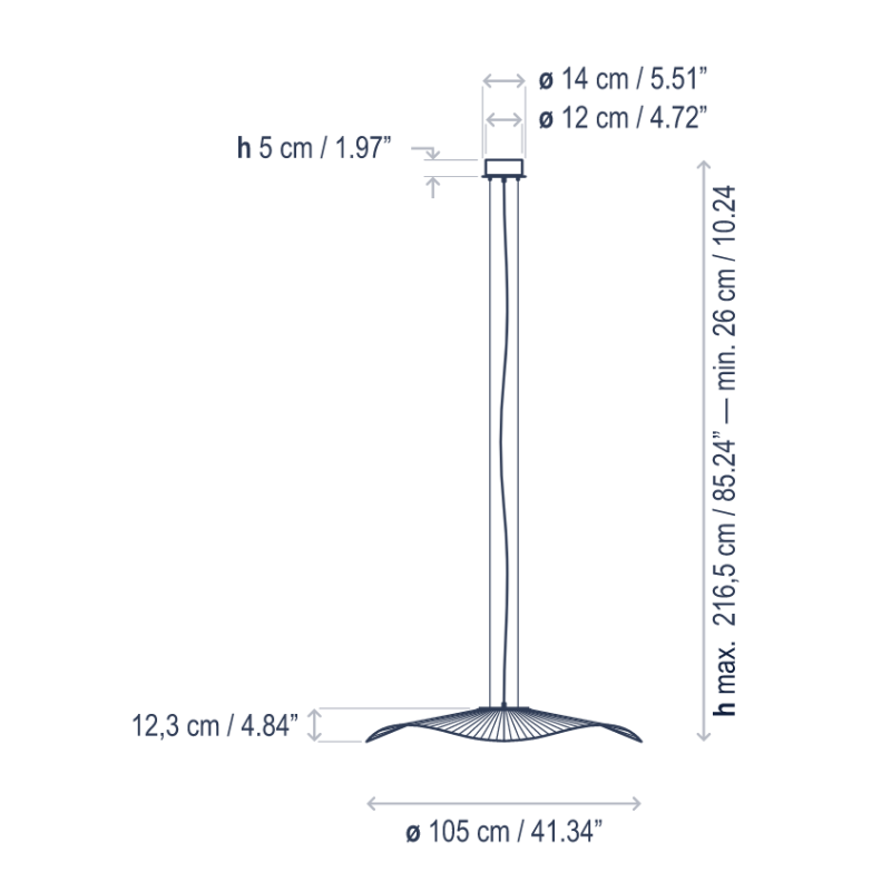 Bover Mediterrania S/105 1-lt 41" LED Pendant, 0-10V Dimmable