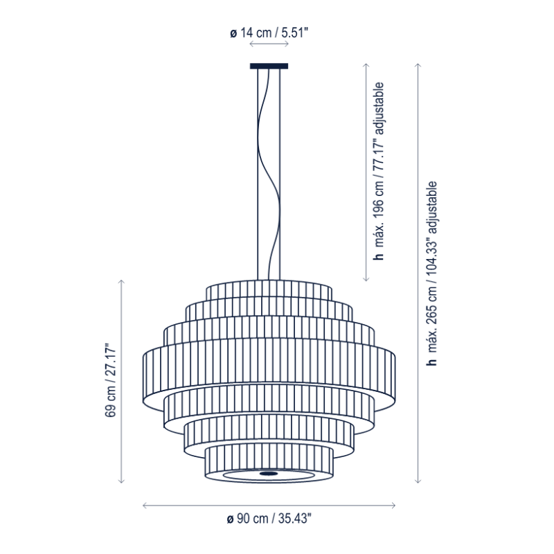 Bover Mos 02 5-lt 35" Pendant