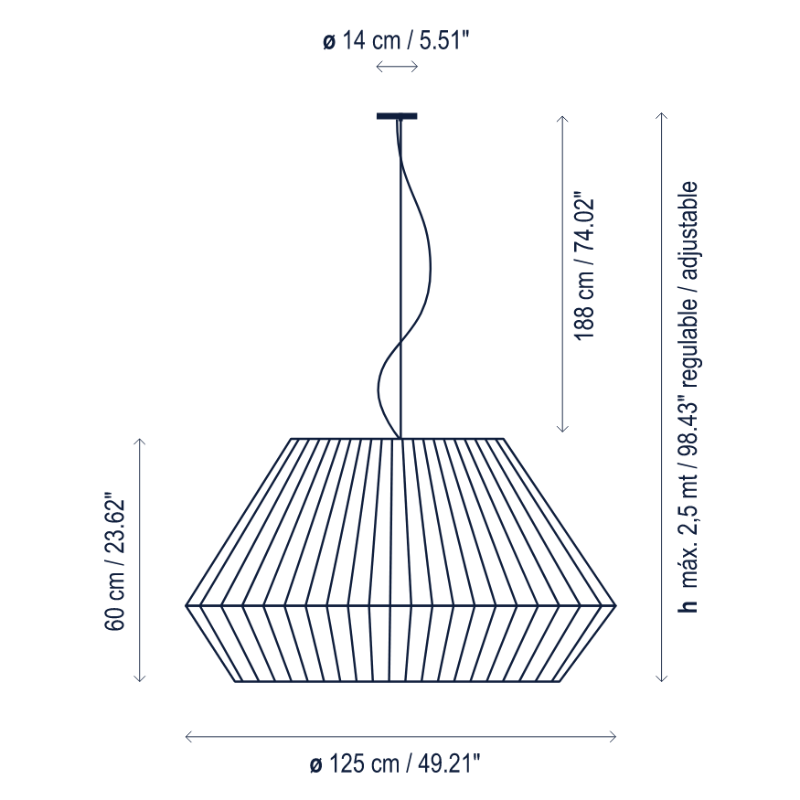 Bover Mei 125 5-lt 49" Pendant