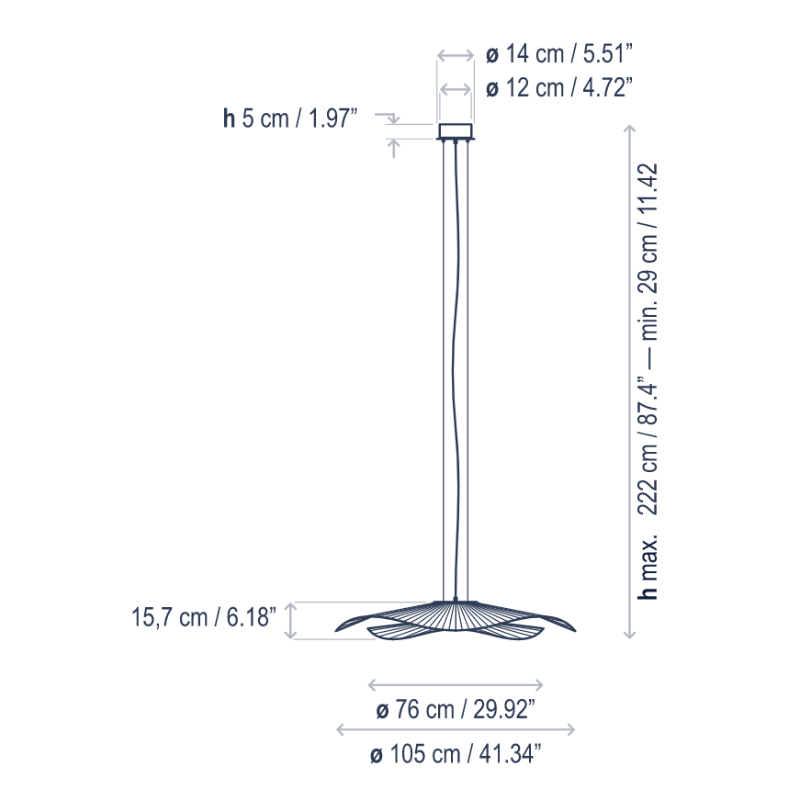 Bover Mediterrania S/105.2  2-Tier  41" LED Pendant, 0-10V