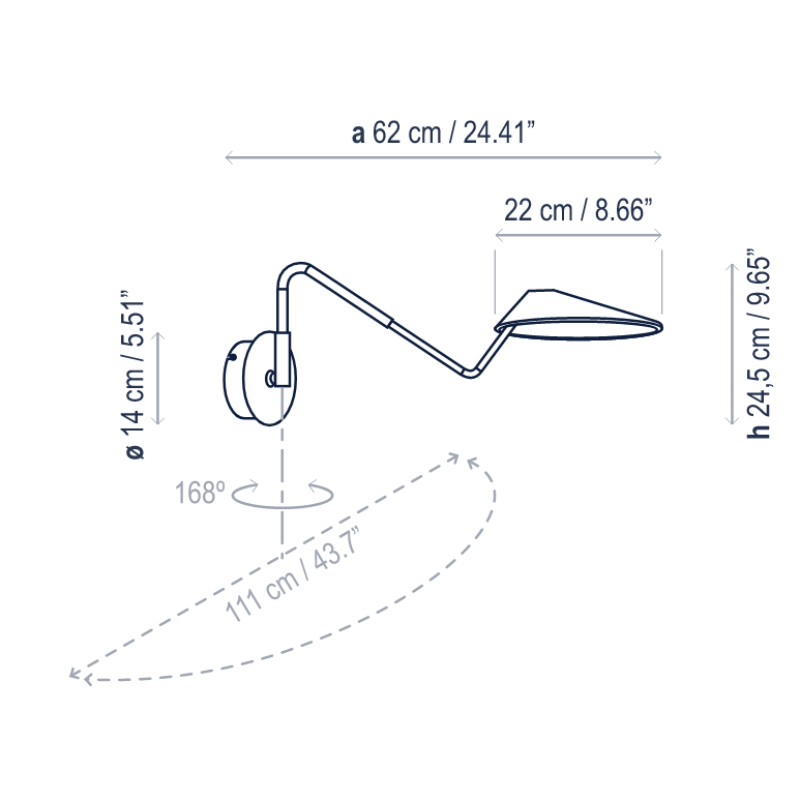 Bover Non La A/03 1-lt 24" LED Wall Light, 0-10V