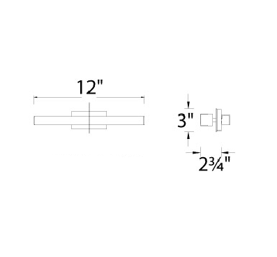 dweLED WS-77612 Brink 12" LED Bathroom Sconce