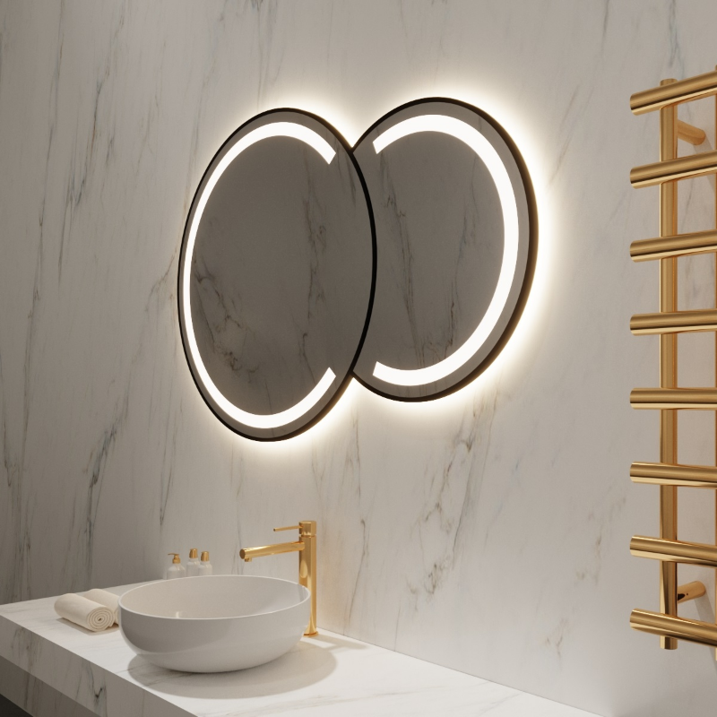 Paris Mirror Bubble Harmony 50" x 32" LED Vanity Front-Lit & Backlit Mirror - Black