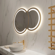 Paris Mirror Bubble Harmony 50" x 32" LED Vanity Front-Lit & Backlit Mirror - Gold