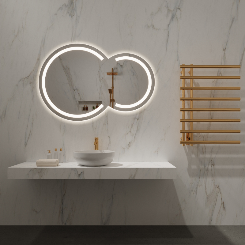 Paris Mirror Bubble Harmony 50" x 32" LED Vanity Front-Lit & Backlit Mirror, No Frame