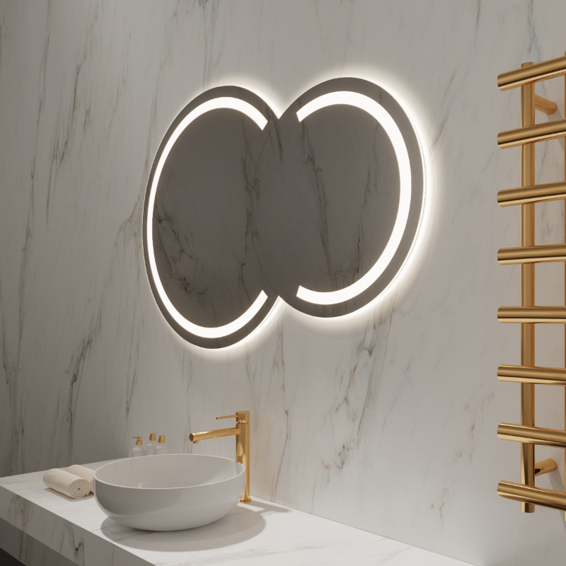 Paris Mirror Bubble Harmony 50" x 32" LED Vanity Front-Lit & Backlit Mirror, No Frame