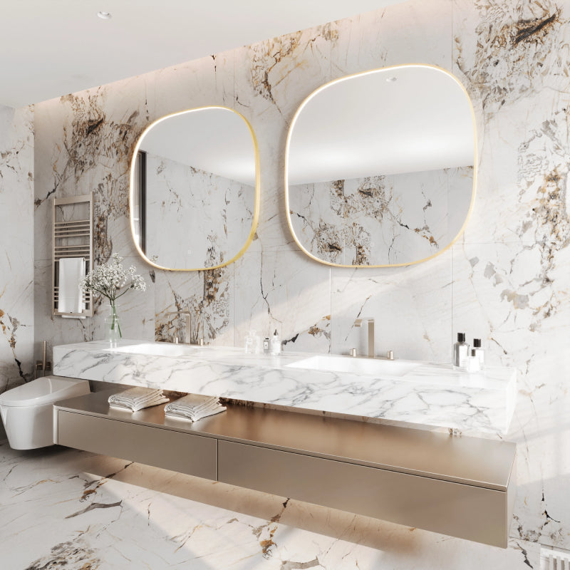 Paris Mirror Epure 40" x 40" LED Lighted Mirror - Gold