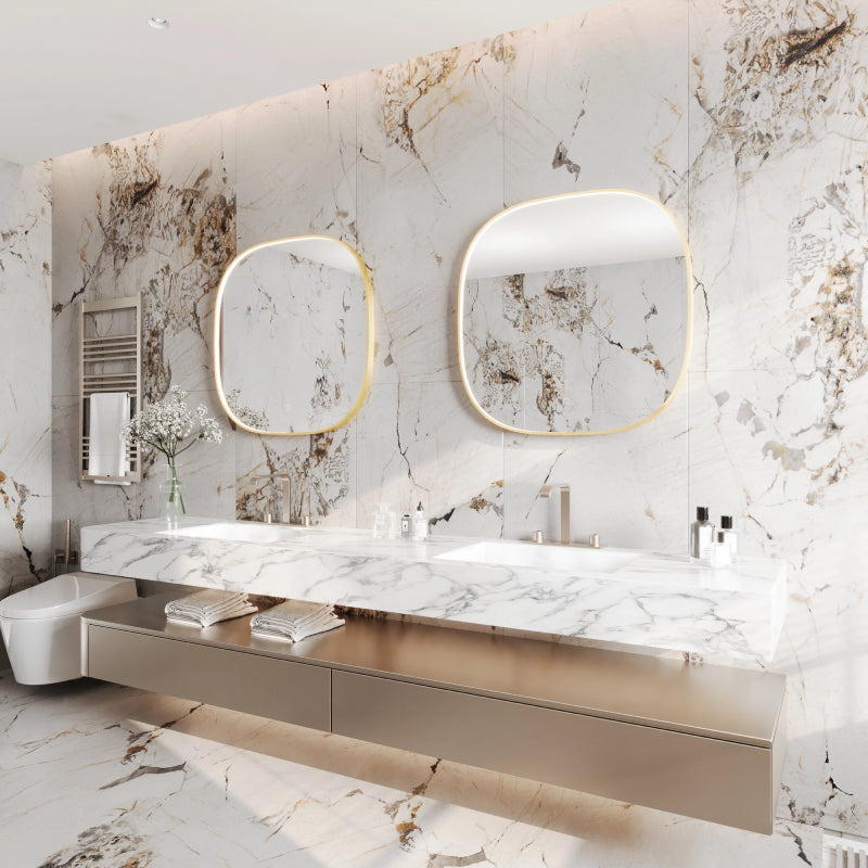 Paris Mirror Epure 32" x 32" LED Lighted Mirror - Gold