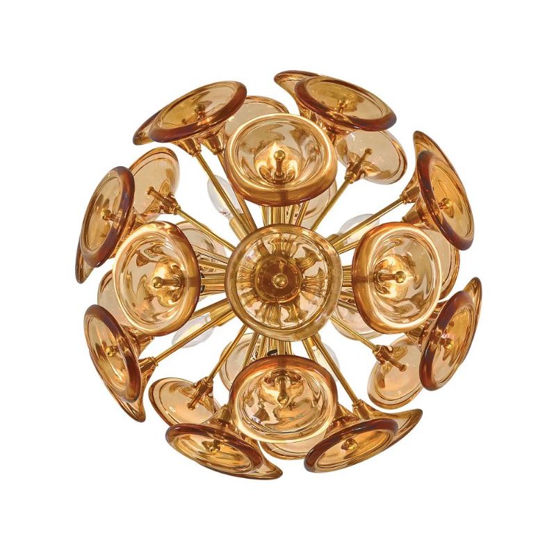 Fredrick Ramond FR46907 Maya 8-lt 20" LED Pendant - Unlacquered Brass/Light Amber Glass