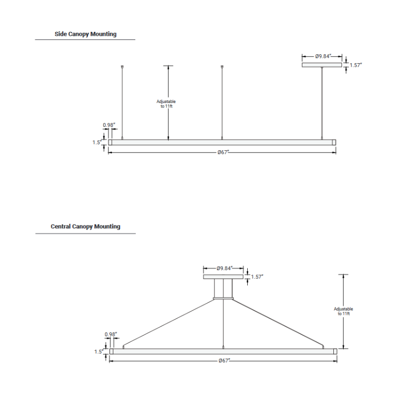 Elite LOOP-RD-IN-LED Architectural LED Round Pendant, Inner Light