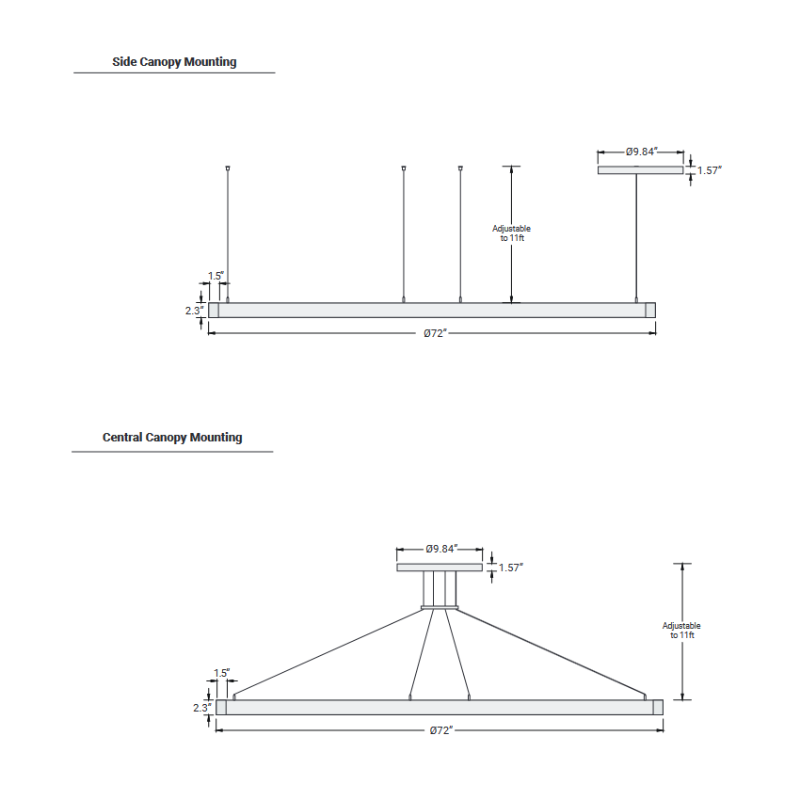 Elite LOOP-RD-DI-LED-2 Architectural LED Round Pendant, Direct/Indirect Light