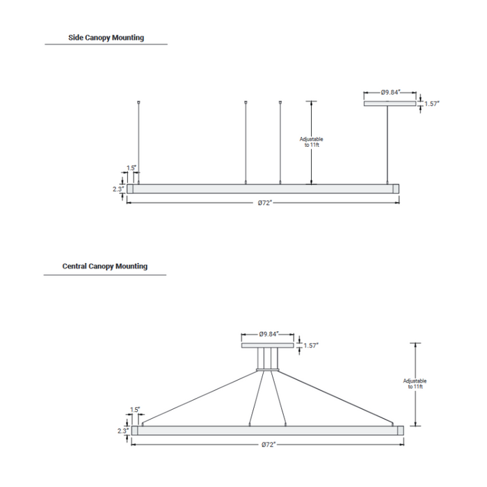 Elite LOOP-RD-DI-LED-2 Architectural LED Round Pendant, Direct/Indirect Light