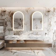 Paris Mirror Chic 28" x 48" Arch LED Vanity Front-Lit Mirror, RGB - Gold