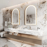 Paris Mirror Chic 28" x 48" Arch LED Vanity Front-Lit Mirror, RGB - Gold