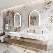 Paris Mirror Chic 24" x 36" Arch LED Vanity Front-Lit Mirror, RGB - Gold