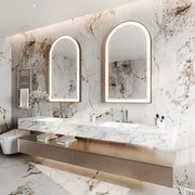 Paris Mirror Chic 28" x 48" Arch LED Vanity Front-Lit Mirror, RGB - Gold