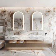 Paris Mirror Chic 28" x 48" Arch LED Vanity Front-Lit Mirror, RGB - Gold