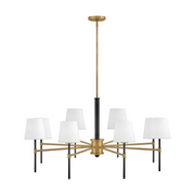 Hinkley 46956 Saunders 8-lt 40" LED Chandelier - Black with Lacquered Brass
