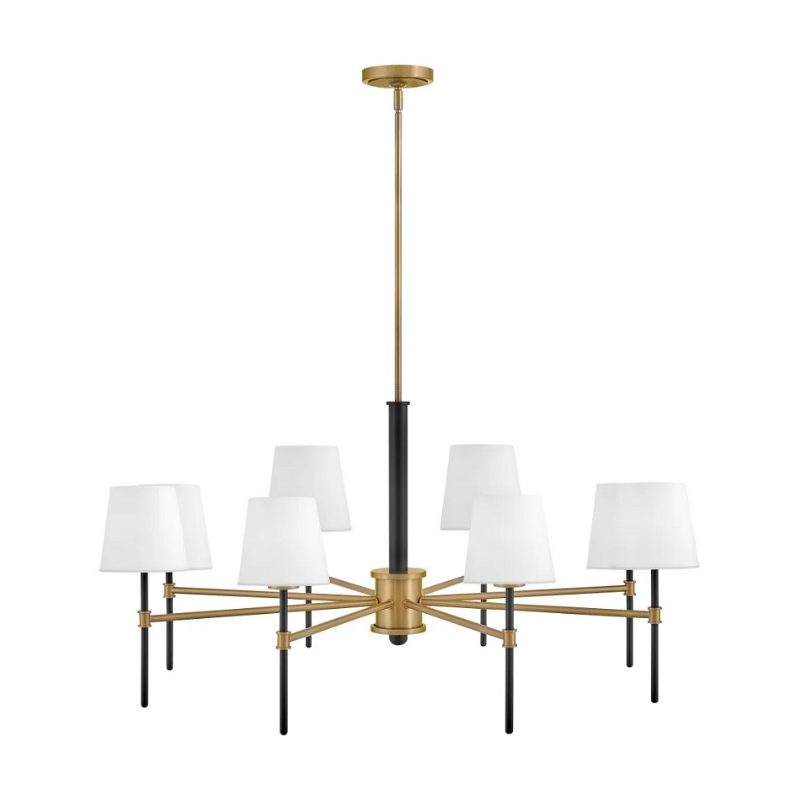 Hinkley 46956 Saunders 8-lt 40" LED Chandelier - Black with Lacquered Brass