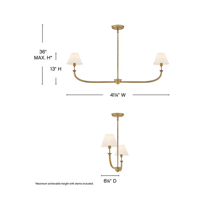 Hinkley 45164 Greta 2-lt 41" LED Linear Chandelier