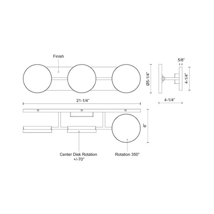 Kuzco VL72221-UNV Novel 3-lt 21" LED Vanity Light